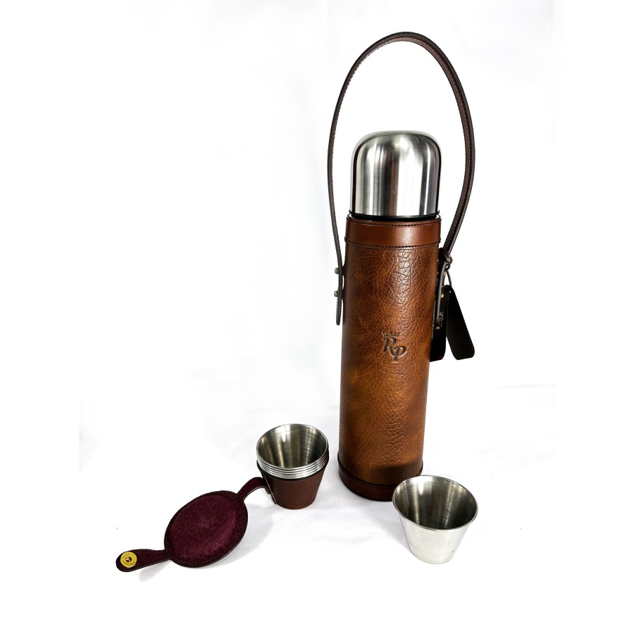 Thermos + set 6 verres REY PAVON cuir 1L