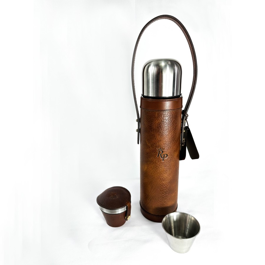 Thermos + set 6 verres REY PAVON cuir 1L