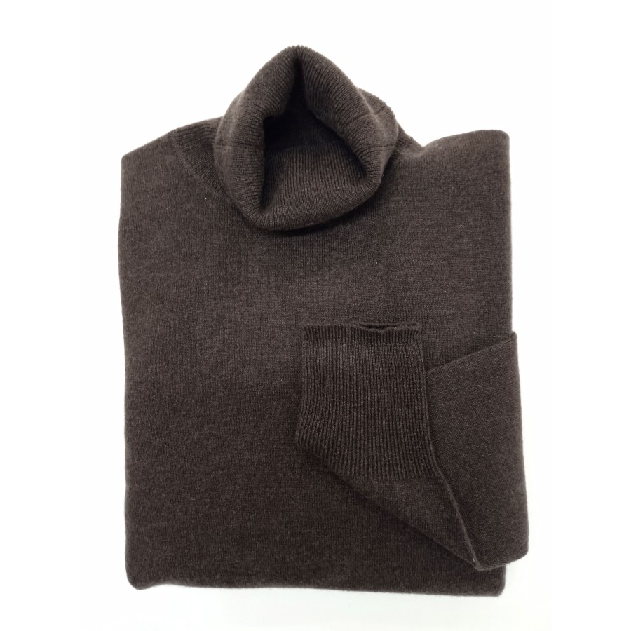 Pull Col Roule ESTHEME Cachemire Marron Fonce Taille XL