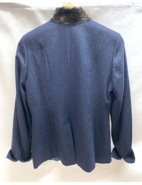 Veste femme HABSBURG Loden Bleu Marine Col Fourrure Taille 38